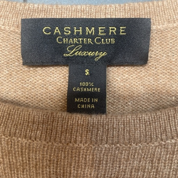 Charter Club Luxury Cashmere Crew Neck  Sweater Tan Camel Size SMALL - Picture 1 of 6